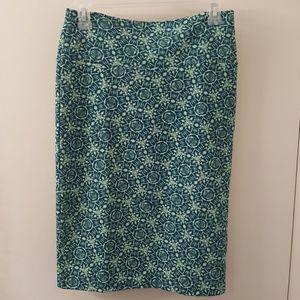 LuLaRoe Cassie Skirt Teal with Lime Green Small